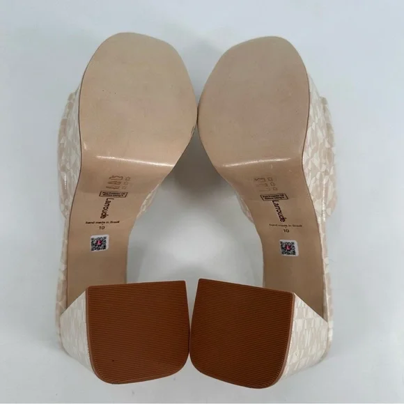 Larroude Dolly Platform Mule Sandals Chunky Boho Print Saffiano Leather Size 10